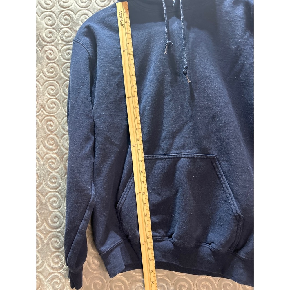 Gilden Navy Blue‎ Hooded Sweatshirt Pullover Hoodie Pocket size M - Picture 2 of 9